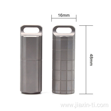 Portable Keychain Pill Holder Container Titanium Case